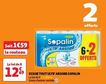 Promoties Essuie tout ultr` absorb sopalin - Sopalin - Geldig van 23/04/2024 tot 28/04/2024 bij Auchan