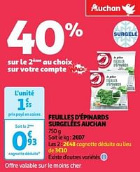 Feuilles d`épinards surgelées auchan-Huismerk - Auchan