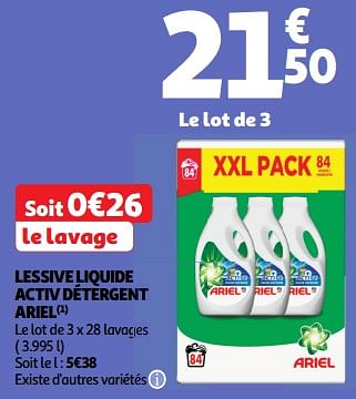 Promoties Lessive liquide activ détergent ariel - Ariel - Geldig van 23/04/2024 tot 28/04/2024 bij Auchan