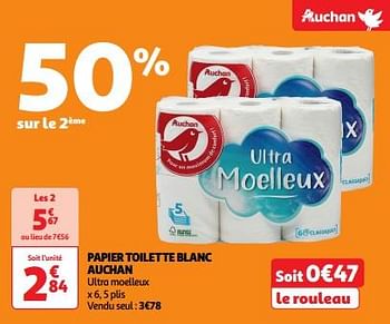 Promoties Papier toilette blanc auchan - Huismerk - Auchan - Geldig van 23/04/2024 tot 28/04/2024 bij Auchan