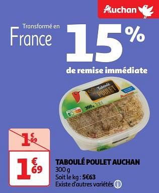 Promoties Taboulé poulet auchan - Huismerk - Auchan - Geldig van 23/04/2024 tot 28/04/2024 bij Auchan