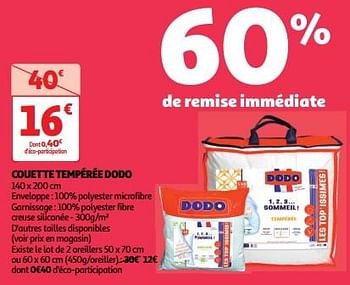Promoties Couette tempérée dodo - DoDo - Geldig van 23/04/2024 tot 28/04/2024 bij Auchan