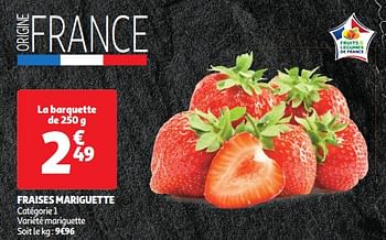 Promoties Fraises mariguette - Huismerk - Auchan - Geldig van 23/04/2024 tot 28/04/2024 bij Auchan
