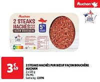 2 steaks hachés pur boeuf façon bouchère auchan-Huismerk - Auchan