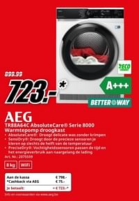 Aeg tr88a64c absolutecare serie 8000 warmtepomp droogkast-AEG