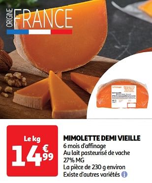 Promoties Mimolette demi vieille - Huismerk - Auchan - Geldig van 23/04/2024 tot 28/04/2024 bij Auchan