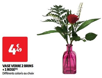 Promoties Vase verre 2 brins + 1 rose - Huismerk - Auchan - Geldig van 23/04/2024 tot 28/04/2024 bij Auchan