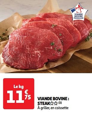 Promoties Viande bovine steak - Huismerk - Auchan - Geldig van 23/04/2024 tot 28/04/2024 bij Auchan
