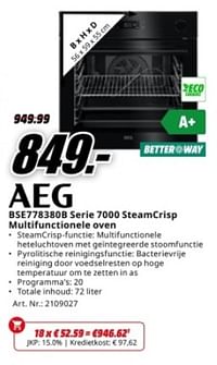 Aeg bse778380b serie 7000 steamcrisp multifunctionele oven-AEG