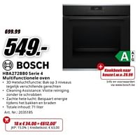 Promoties Bosch hba272bbo serie 4 multifunctionele oven - Bosch - Geldig van 22/04/2024 tot 28/04/2024 bij Media Markt