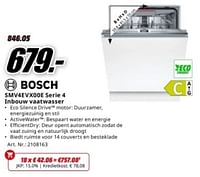 Promotions Bosch smv4evxooe serie 4 inbouw vaatwasser - Bosch - Valide de 22/04/2024 à 28/04/2024 chez Media Markt