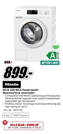 Promotions Miele wcd 330 wcs powerwash wasmachine voorlader - Miele - Valide de 22/04/2024 à 28/04/2024 chez Media Markt