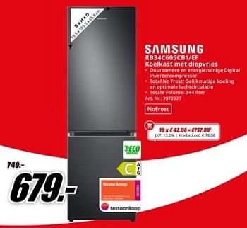 Promotions Samsung rb34c605cb1-ef koelkast met diepvries - Samsung - Valide de 22/04/2024 à 28/04/2024 chez Media Markt