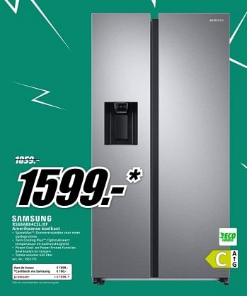 Promotions Samsung rs68a884csl -ef amerikaanse koelkast - Samsung - Valide de 22/04/2024 à 28/04/2024 chez Media Markt