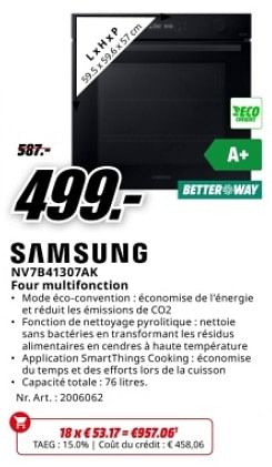 Promoties Samsung nv7b41307ak four multifonction - Samsung - Geldig van 22/04/2024 tot 28/04/2024 bij Media Markt