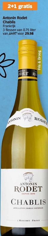 Promoties Antonin rodet chablis - Witte wijnen - Geldig van 22/04/2024 tot 28/04/2024 bij Albert Heijn