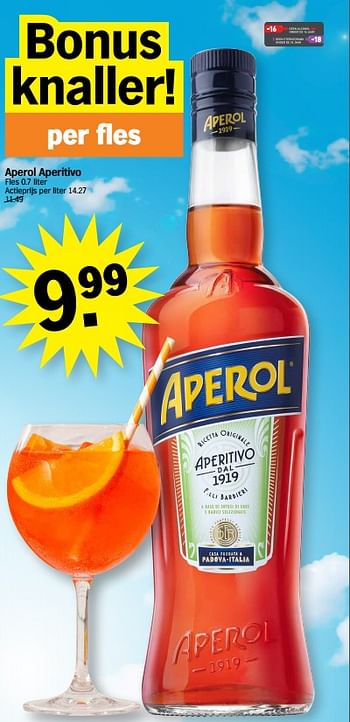 Promoties Aperol aperitivo - Aperol - Geldig van 22/04/2024 tot 28/04/2024 bij Albert Heijn
