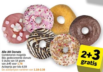 Promoties Gedecoreerde donuts - Huismerk - Albert Heijn - Geldig van 22/04/2024 tot 28/04/2024 bij Albert Heijn