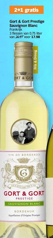Promoties Gort + gort prestige sauvignon blanc - Witte wijnen - Geldig van 22/04/2024 tot 28/04/2024 bij Albert Heijn