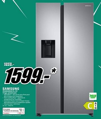 Promoties Samsung rs68a884csl-ef frigo américain - Samsung - Geldig van 22/04/2024 tot 28/04/2024 bij Media Markt