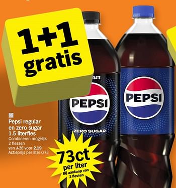 Promoties Pepsi regular en zero sugar - Pepsi - Geldig van 22/04/2024 tot 28/04/2024 bij Albert Heijn