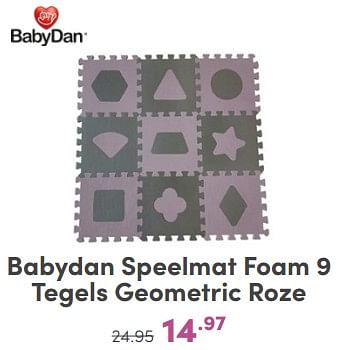 Promotions Babydan speelmat foam 9 tegels geometric roze - Babydan - Valide de 21/04/2024 à 27/04/2024 chez Baby & Tiener Megastore
