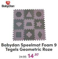 Babydan speelmat foam 9 tegels geometric roze-Babydan