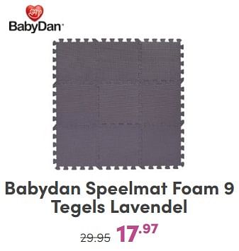 Promoties Babydan speelmat foam 9 tegels lavendel - Babydan - Geldig van 21/04/2024 tot 27/04/2024 bij Baby & Tiener Megastore