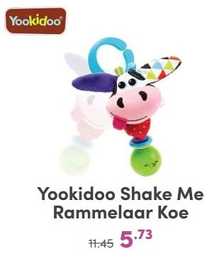Promoties Yookidoo shake me rammelaar koe - Yookidoo - Geldig van 21/04/2024 tot 27/04/2024 bij Baby & Tiener Megastore