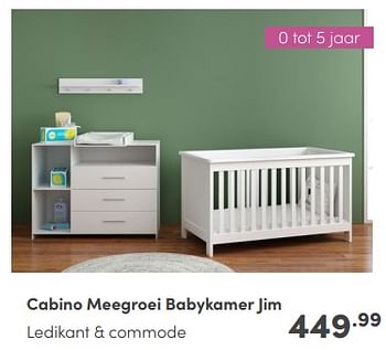 Promoties Cabino meegroei babykamer jim - Cabino - Geldig van 21/04/2024 tot 27/04/2024 bij Baby & Tiener Megastore