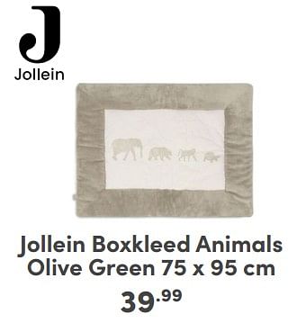 Promoties Jollein boxkleed animals olive green - Jollein - Geldig van 21/04/2024 tot 27/04/2024 bij Baby & Tiener Megastore