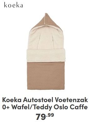 Promoties Koeka autostoel voetenzak 0+ wafel-teddy oslo caffe - Koeka - Geldig van 21/04/2024 tot 27/04/2024 bij Baby & Tiener Megastore
