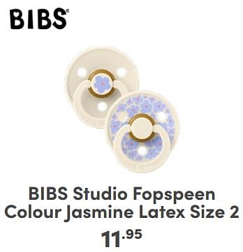 Promotions Bibs studio fopspeen colour jasmine latex size 2 - Bibs - Valide de 21/04/2024 à 27/04/2024 chez Baby & Tiener Megastore