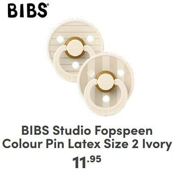 Promotions Bibs studio fopspeen colour pin latex size 2 ivory - Bibs - Valide de 21/04/2024 à 27/04/2024 chez Baby & Tiener Megastore