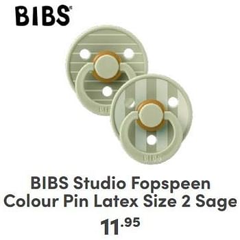 Promoties Bibs studio fopspeen colour pin latex size 2 sage - Bibs - Geldig van 21/04/2024 tot 27/04/2024 bij Baby & Tiener Megastore