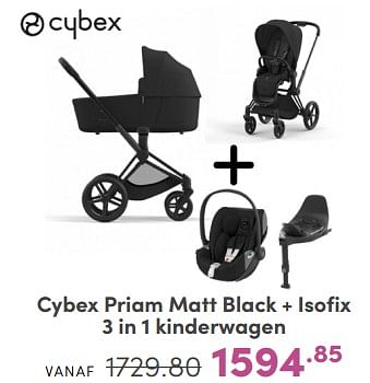 Promoties Cybex priam matt black + isofix 3 in 1 kinderwagen - Cybex - Geldig van 21/04/2024 tot 27/04/2024 bij Baby & Tiener Megastore