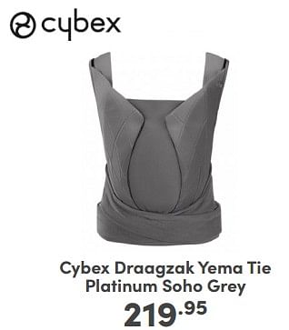 Promoties Cybex draagzak yema tie platinum soho grey - Cybex - Geldig van 21/04/2024 tot 27/04/2024 bij Baby & Tiener Megastore