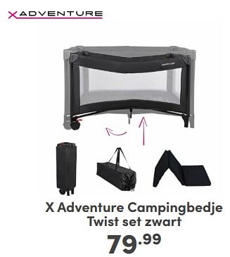 Promoties X adventure campingbedje twist set zwart - Xadventure - Geldig van 21/04/2024 tot 27/04/2024 bij Baby & Tiener Megastore