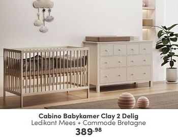 Promoties Cabino babykamer clay 2 delig - Cabino - Geldig van 21/04/2024 tot 27/04/2024 bij Baby & Tiener Megastore