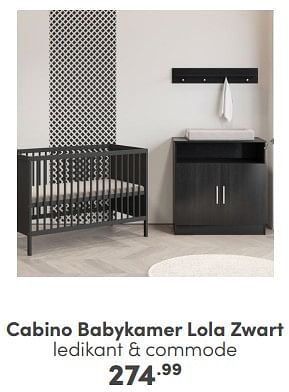 Promoties Cabino babykamer lola zwart - Cabino - Geldig van 21/04/2024 tot 27/04/2024 bij Baby & Tiener Megastore