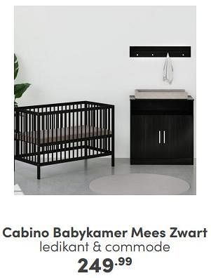 Promoties Cabino babykamer mees zwart - Cabino - Geldig van 21/04/2024 tot 27/04/2024 bij Baby & Tiener Megastore