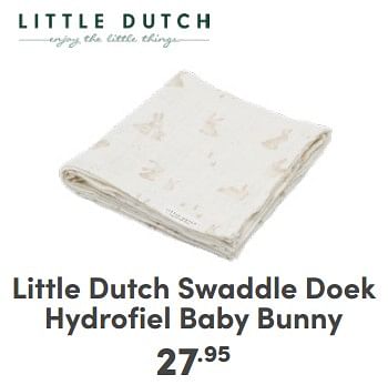 Promoties Little dutch swaddle doek hydrofiel baby bunny - Little Dutch - Geldig van 21/04/2024 tot 27/04/2024 bij Baby & Tiener Megastore