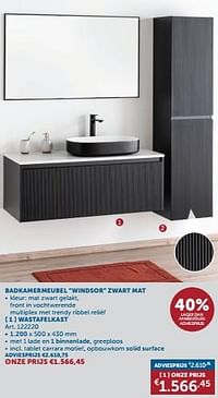 Badkamermeubel windsor zwart mat wastafelkast-Huismerk - Zelfbouwmarkt