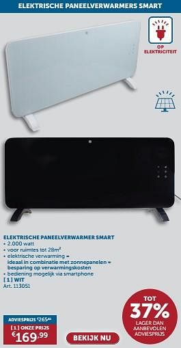 Promoties Elektrische paneelverwarmer smart wit - Huismerk - Zelfbouwmarkt - Geldig van 23/04/2024 tot 20/05/2024 bij Zelfbouwmarkt