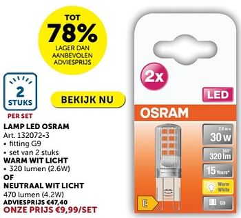 Promoties Lamp led osram - Osram - Geldig van 23/04/2024 tot 20/05/2024 bij Zelfbouwmarkt