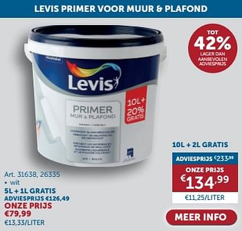 Promotions Levis primer voor muur + plafond - Levis - Valide de 23/04/2024 à 20/05/2024 chez Zelfbouwmarkt