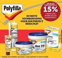 Promoties Op alles van polyfilla 15% lager dan aanbevolen adviesprijs - Polyfilla - Geldig van 23/04/2024 tot 20/05/2024 bij Zelfbouwmarkt