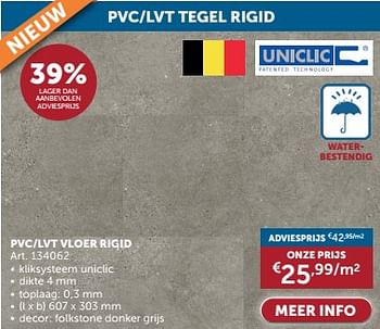 Promotions Pvc-lvt vloer rigid - Uniclic - Valide de 23/04/2024 à 20/05/2024 chez Zelfbouwmarkt