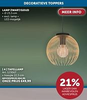 Promoties Tafellamp zwart-goud - Huismerk - Zelfbouwmarkt - Geldig van 23/04/2024 tot 20/05/2024 bij Zelfbouwmarkt