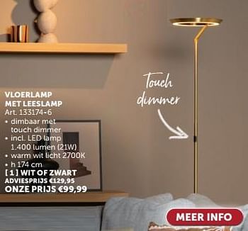 Promoties Vloerlamp met leeslamp wit of zwart - Huismerk - Zelfbouwmarkt - Geldig van 23/04/2024 tot 20/05/2024 bij Zelfbouwmarkt